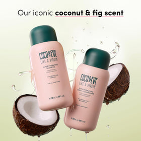 Coco & Eve coconut splash image illustrating natural moisture and softness