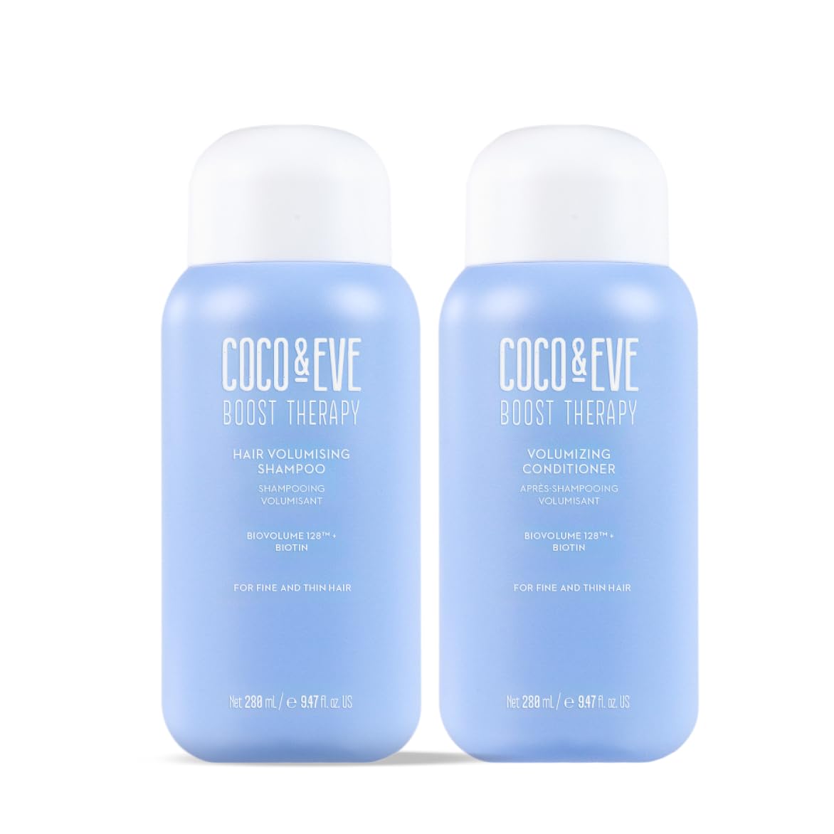 Coco & Eve front packaging of volumising bundle showing product pair benefit