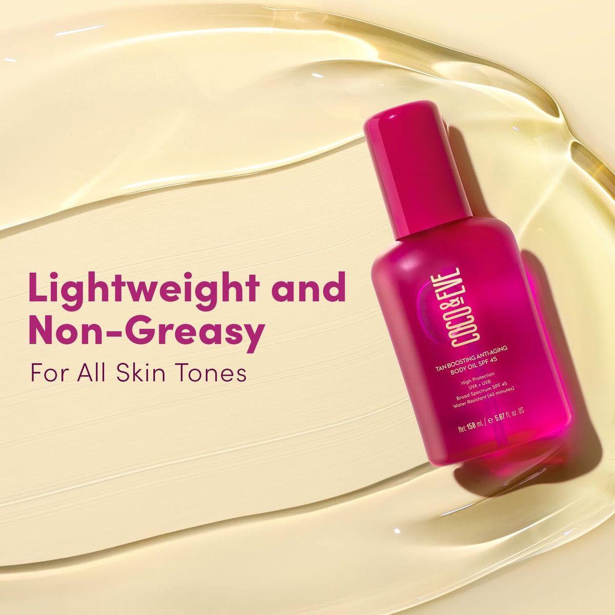 Coco & Eve applied at beach demonstrating easy application and long-wear