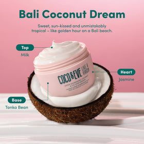 Coco & Eve label close-up highlighting vegan and clean formula