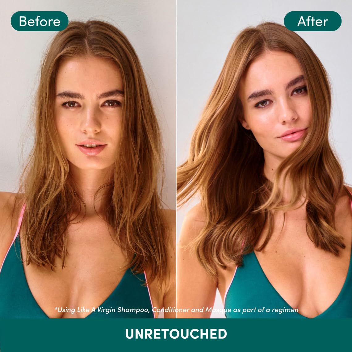 Coco & Eve after wash smooth hair photographed to show reduced frizz and increased manageability