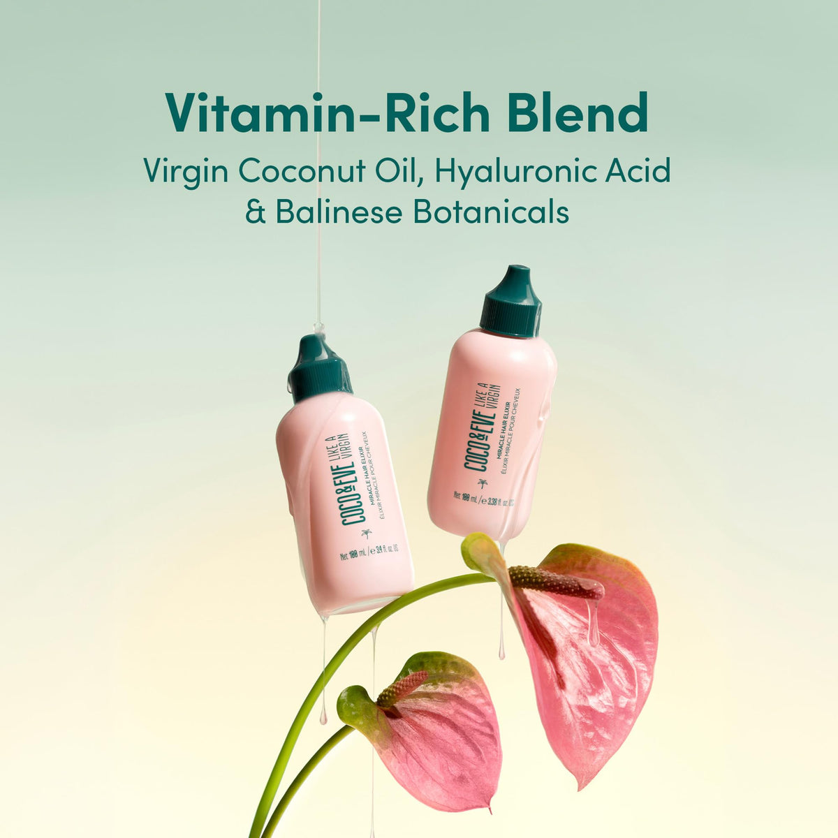 Coco & Eve key botanicals display highlighting coconut and Balinese super hydrators