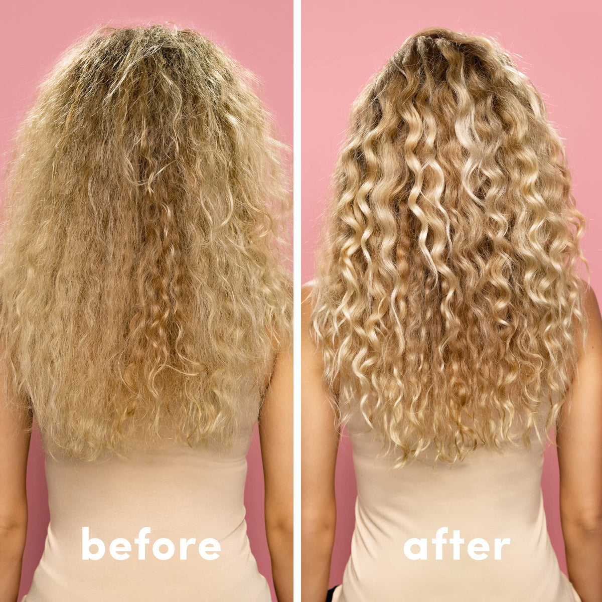 Coco & Eve before and after hair comparison showing improved shine and smoothness