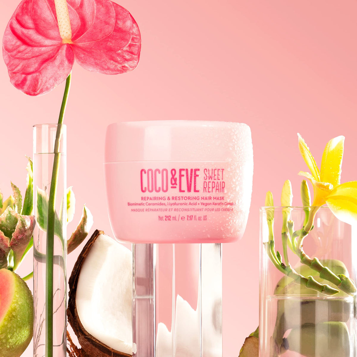Coco & Eve creamy mask texture closeup highlighting rich hydration and spreadability