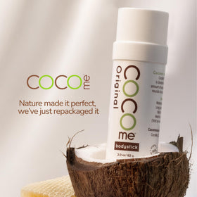 CoCo Me stick texture close-up revealing smooth glide and nourishing coconut oil sheen