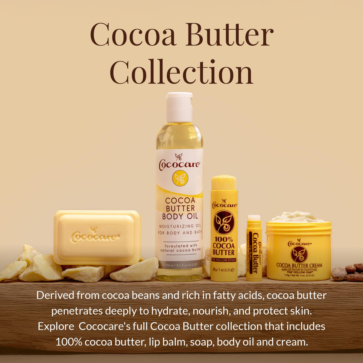 COCOCARE cocoa butter ingredient shot highlighting natural nourishment benefit