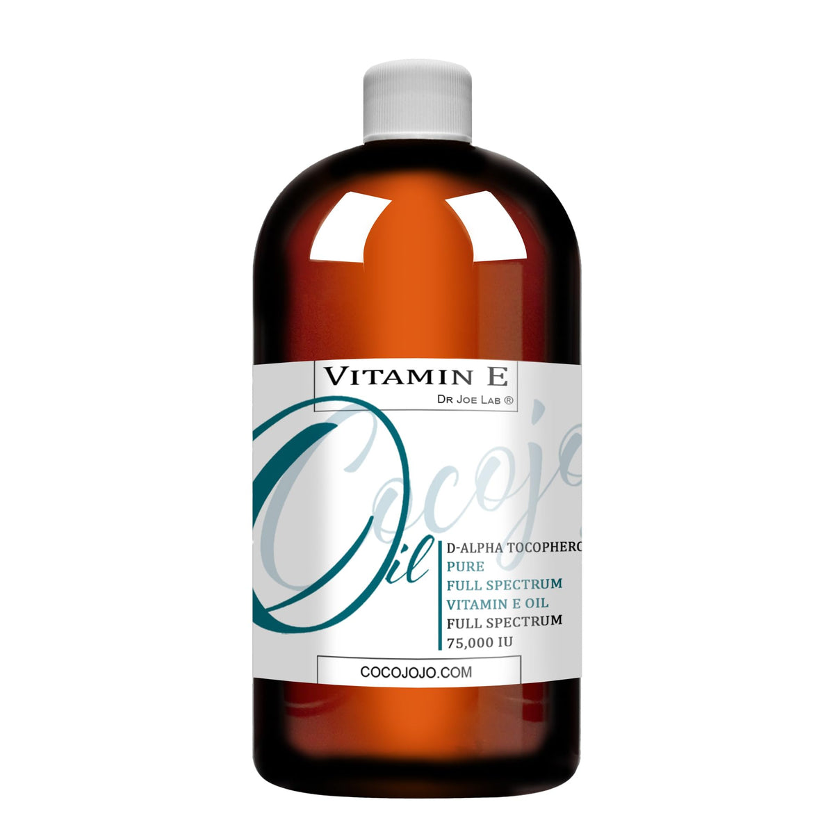 cocojojo front label on 16 oz bottle highlighting purity and size