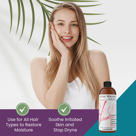 cocojojo bottle in hand showing 8 oz scale and convenient portability benefit