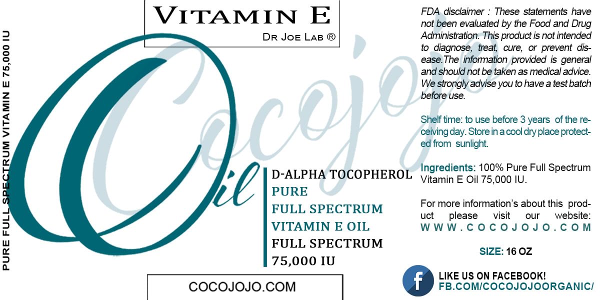 cocojojo label close-up showing full-spectrum D-alpha tocopherol information