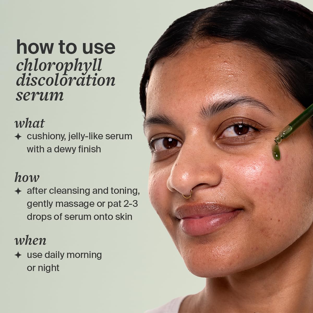 Cocokind dropper dispensing serum showing controlled application benefit