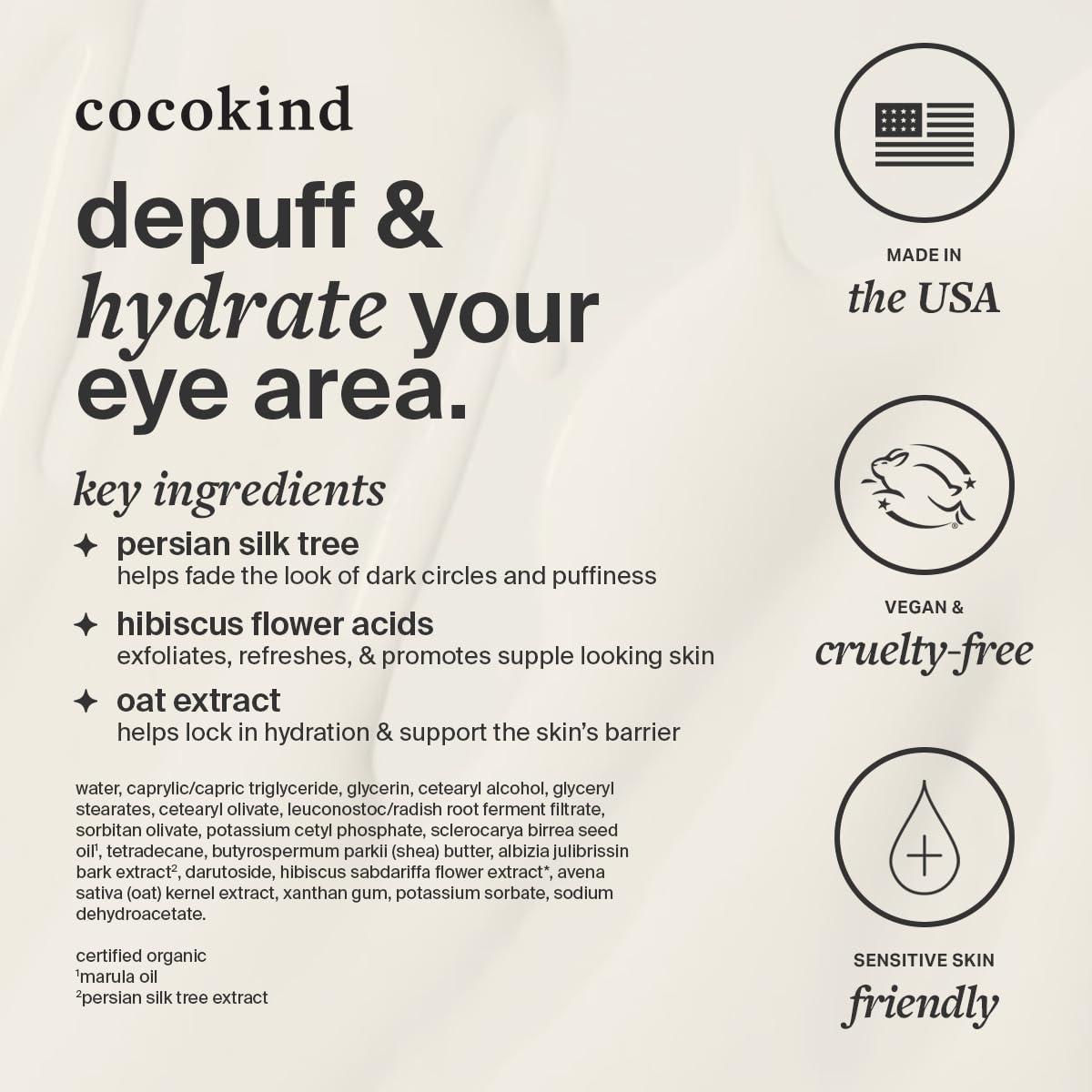 Cocokind open tube with cream showing creamy finish and easy application