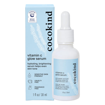 Cocokind front packaging showing serum bottle and brand for clear product ID and benefit
