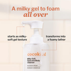 Cocokind bottle in shower setting showing face and body use convenience