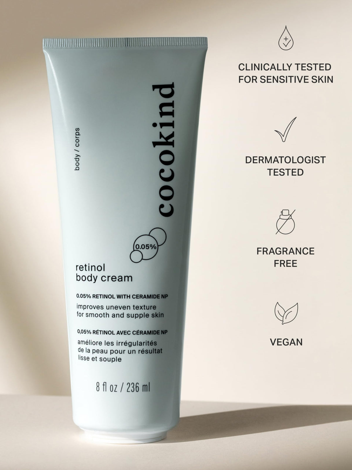 Cocokind cream texture swipe showing lightweight consistency and quick absorption