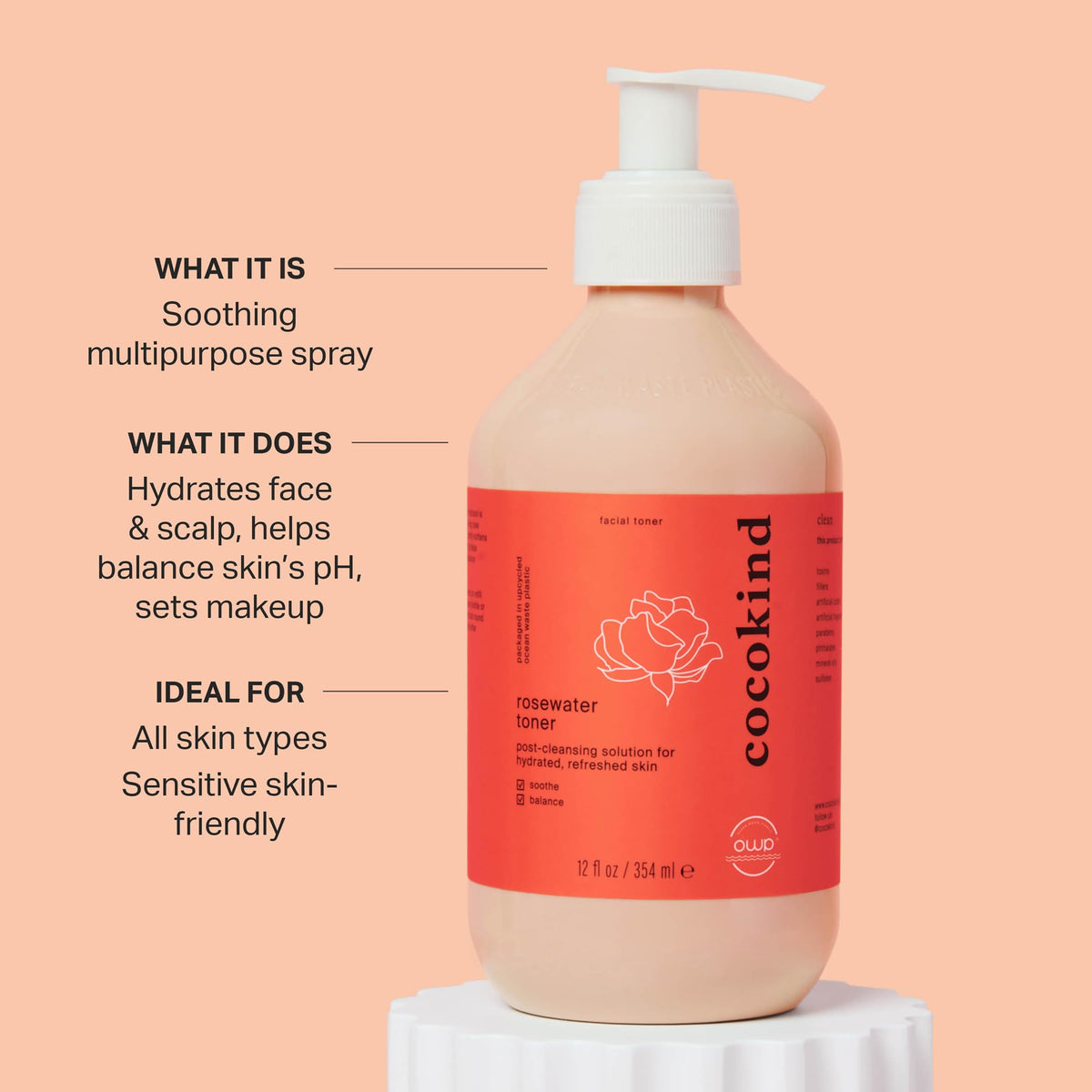 Cocokind on bathroom vanity staged with towel showing easy daily routine boost