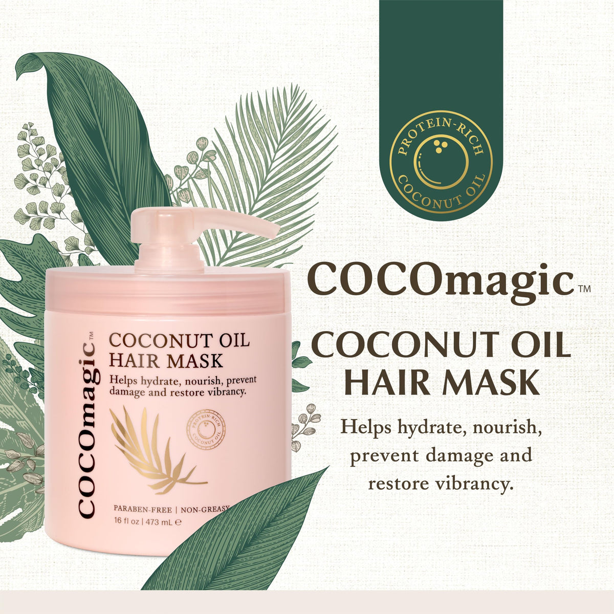 Cocomagic mask being applied to wet hair hands demonstrating smooth application and frizz control