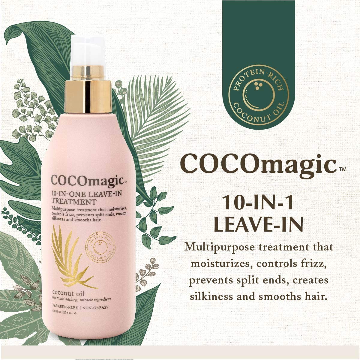 Cocomagic coconut detail highlighting coconut oil ingredient for hydration