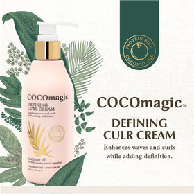 Cocomagic cream in hand application showing product spread and benefit of improved detangling