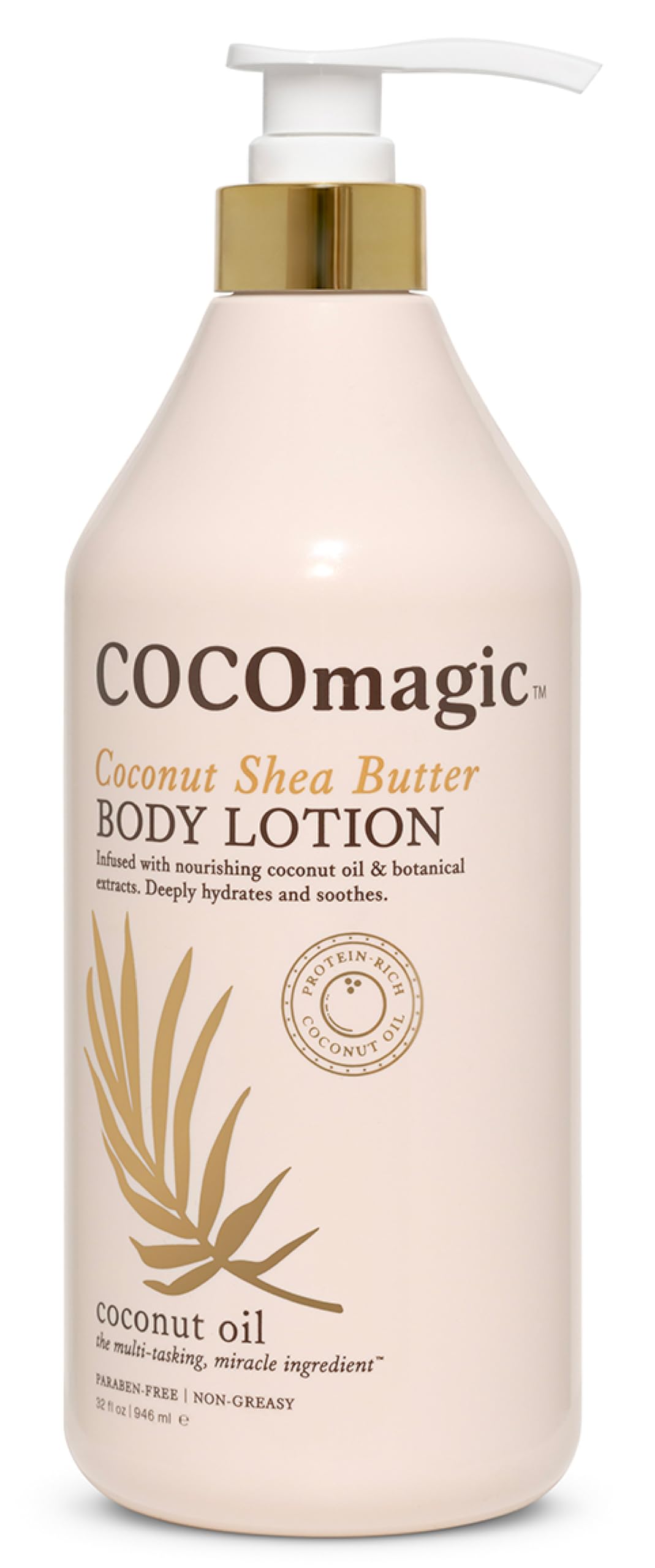 Cocomagic front packaging 32oz bottle shows label and large value size benefit