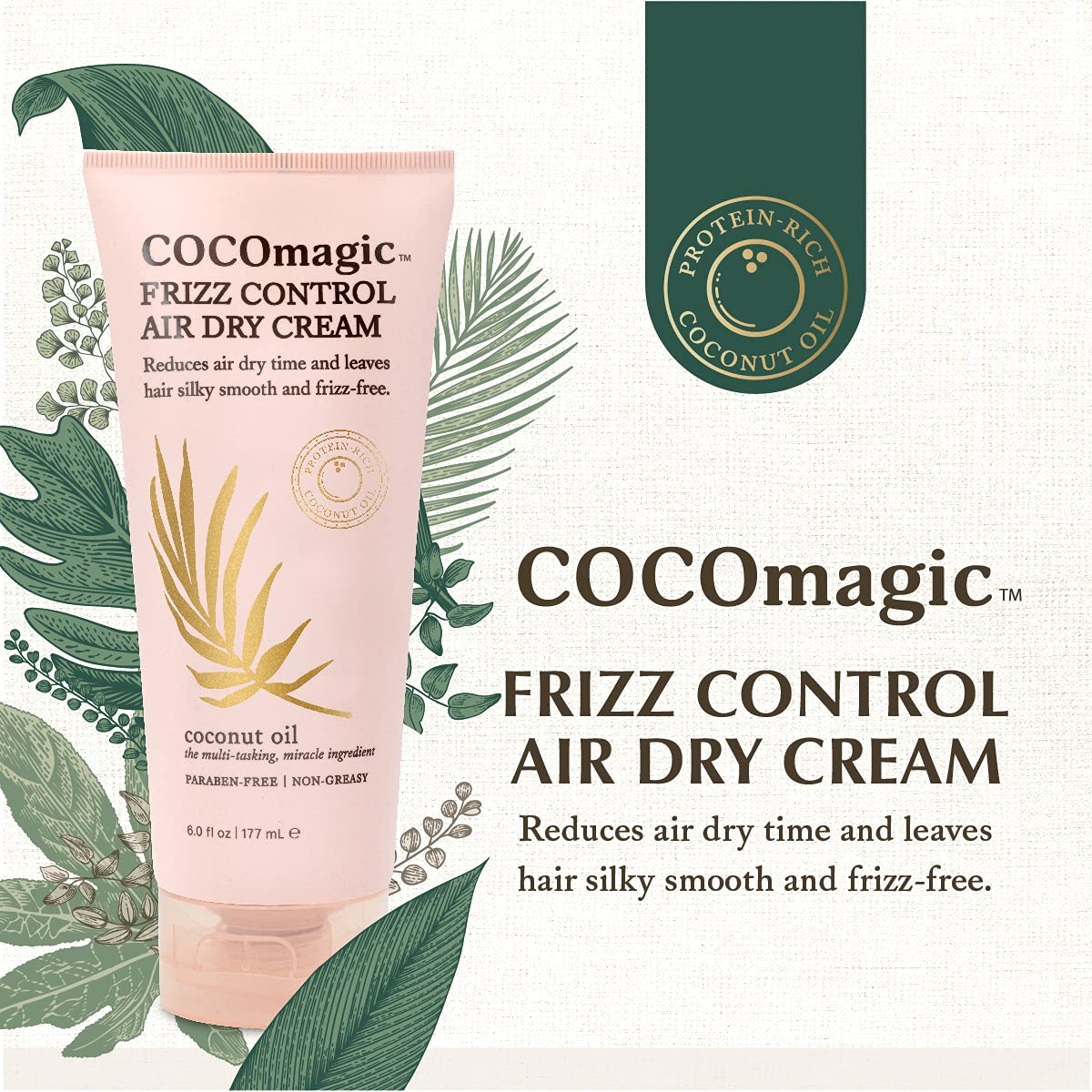 Cocomagic applying cream to damp hair demonstrating quick smoothing benefit