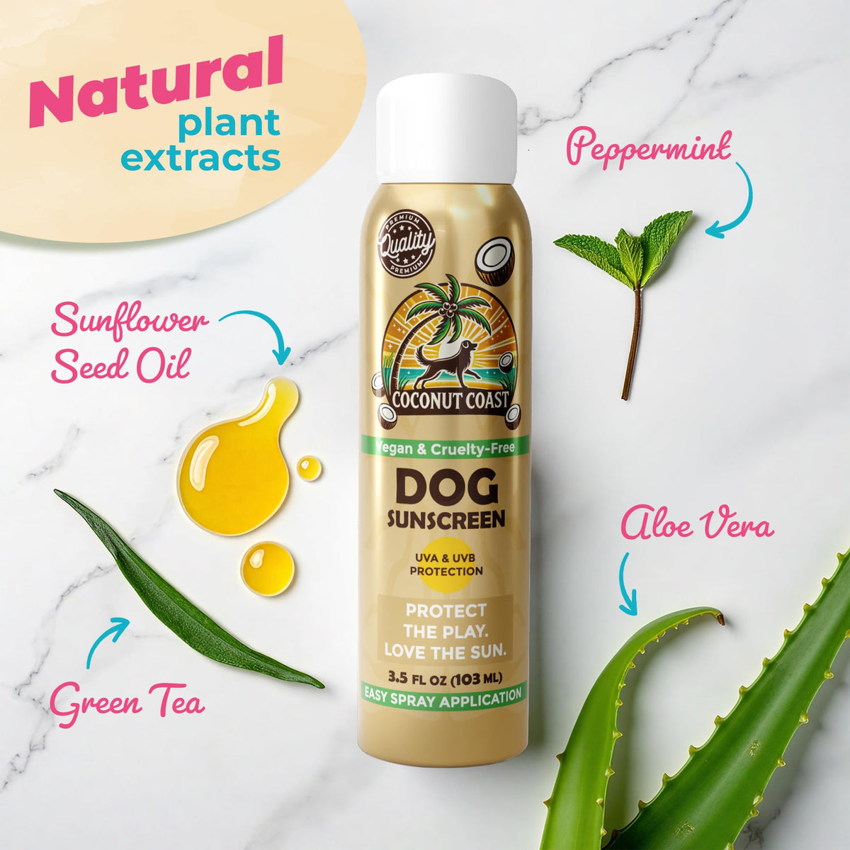 Coconut Coast applied to a dog’s nose to protect sensitive exposed skin