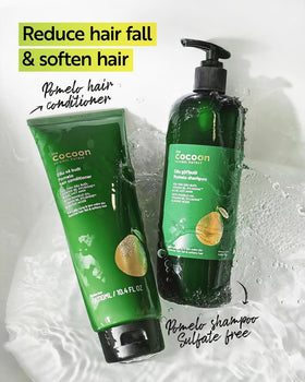 COCOONORIGINAL staged before and after display illustrating improved hair manageability