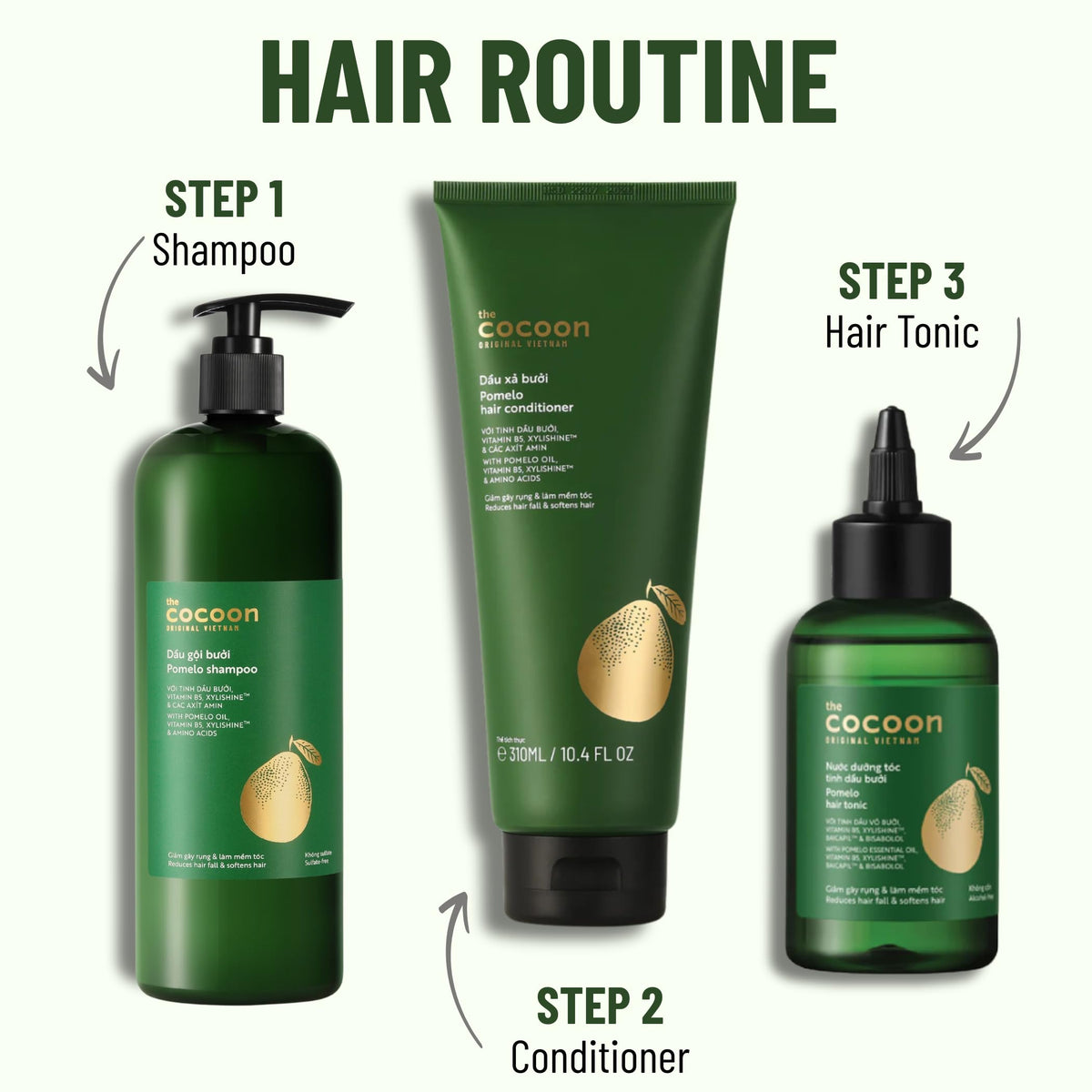 COCOONORIGINAL in-shower use pouring shampoo demonstrating easy daily application
