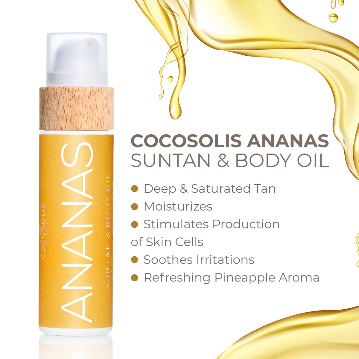 COCOSOLIS ANANAS label close-up highlighting vitamin E and organic oils