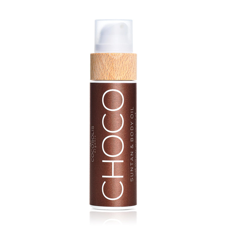 COCOSOLIS CHOCO front bottle showing packaging and deep tan promise