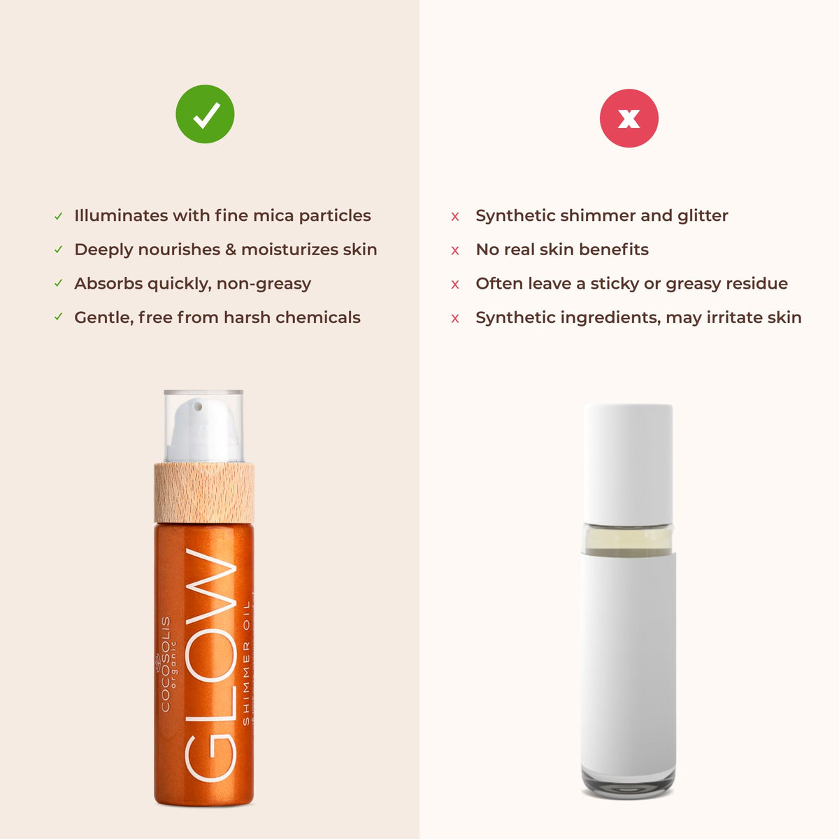 COCOSOLIS applied on arm demonstrating radiant glow and hydrated skin look