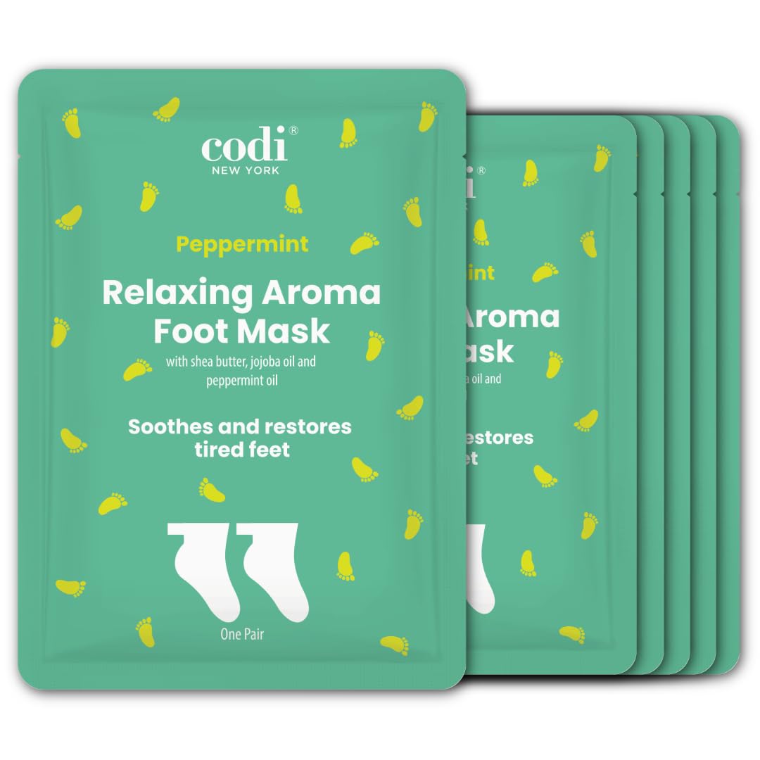 Codi New York front packaging showing peppermint foot mask and calming benefit