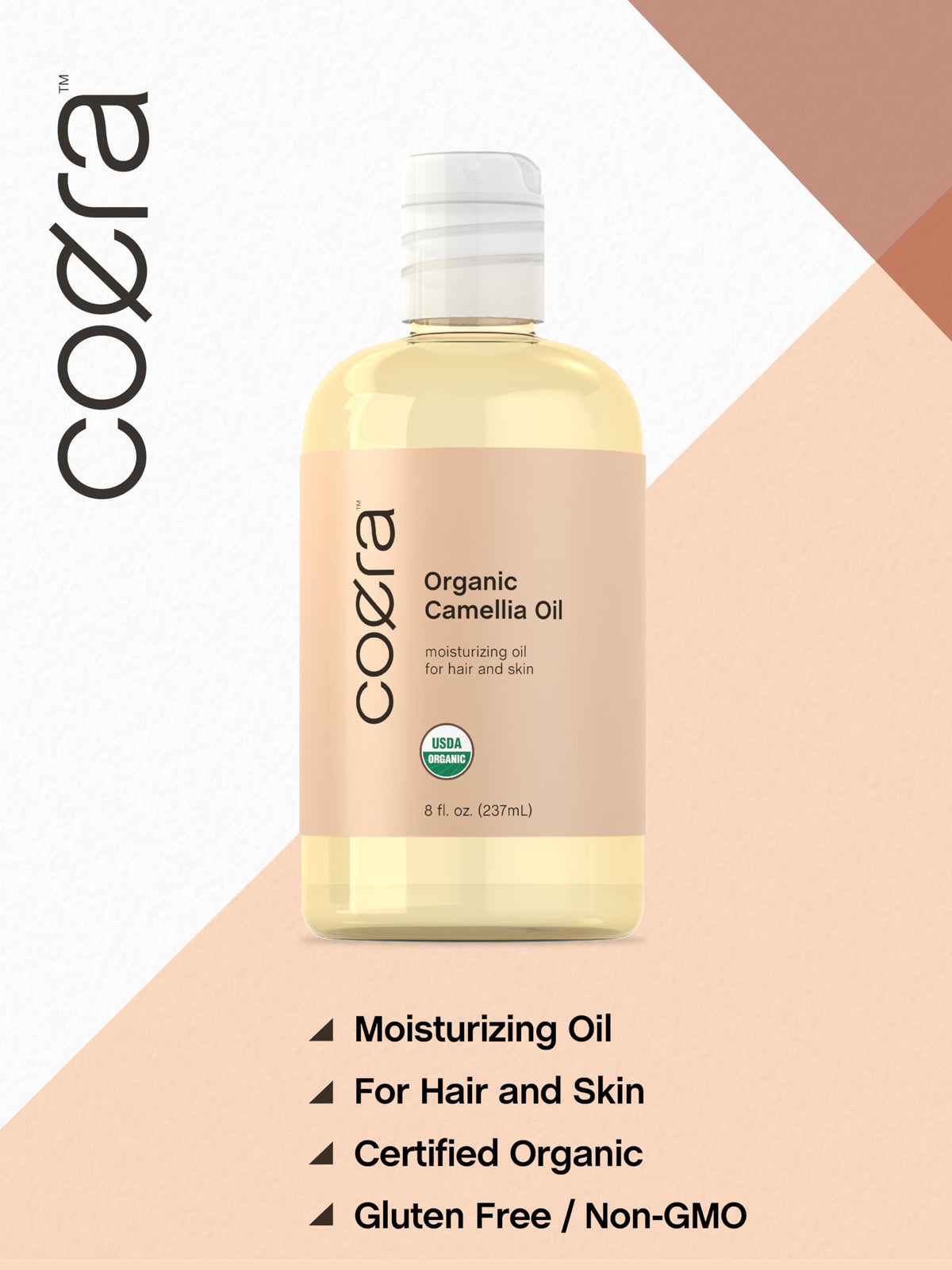 Coera oil applied to hair ends demonstrating smoothing and shine benefits