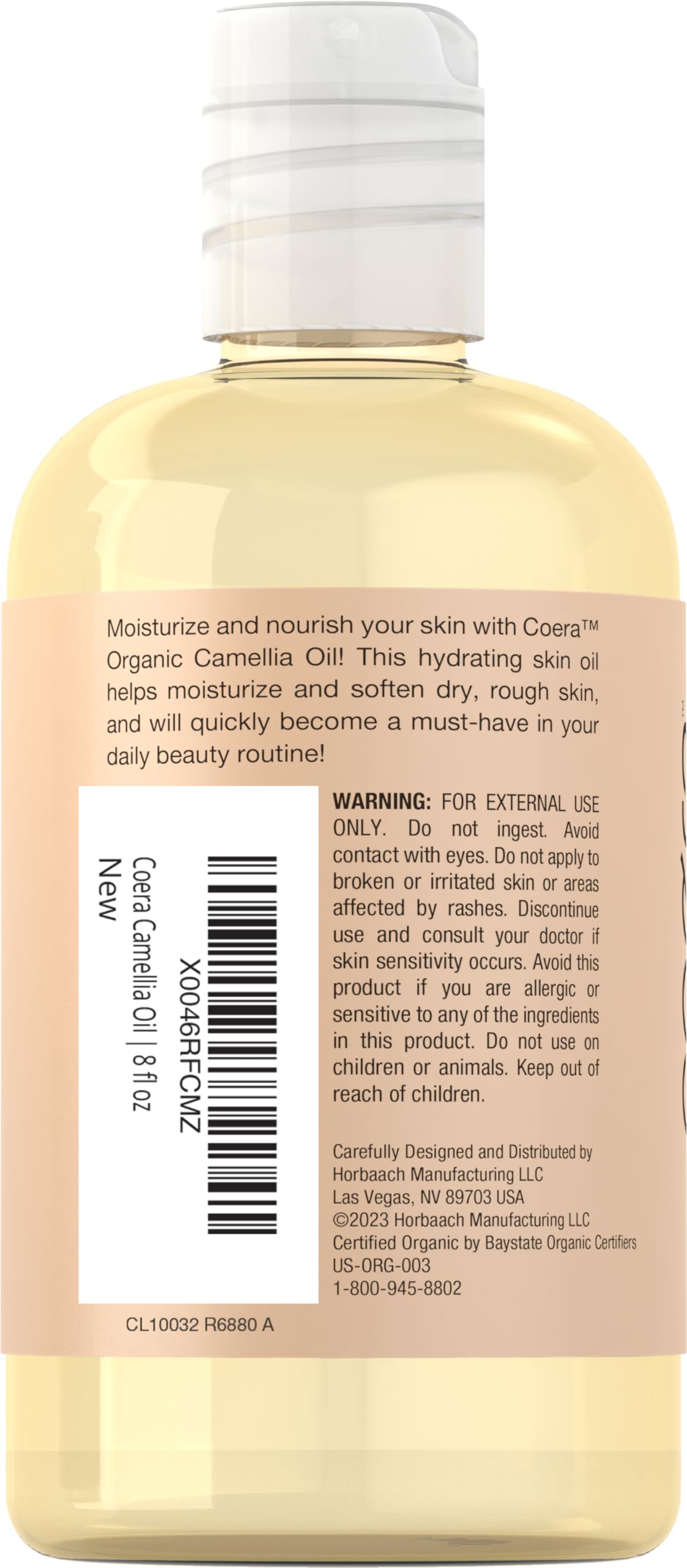 Coera label close-up highlighting organic, fragrance-free ingredient benefits