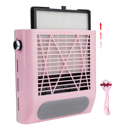 CoFashion front view showing pink dust collector and strong suction benefits