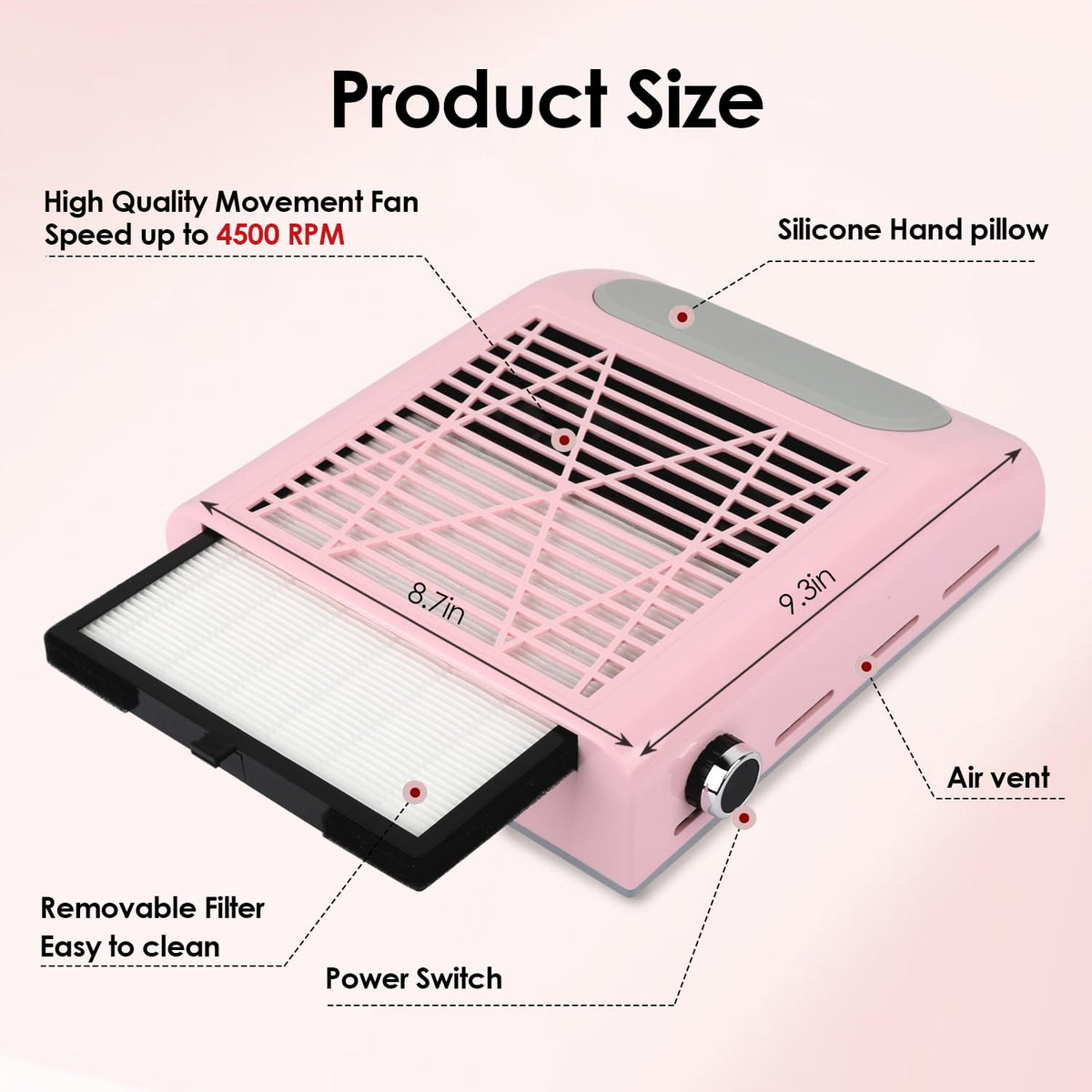 CoFashion side view highlighting eight exhaust ports for directed dust control
