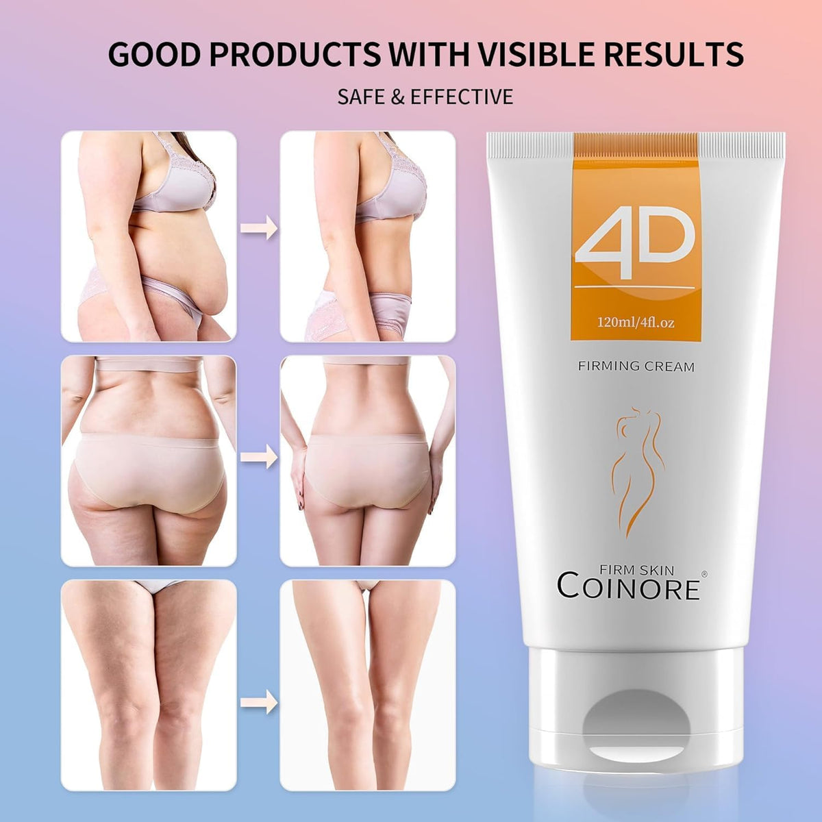 coinore application on abdomen demonstrating smooth, non-greasy finish