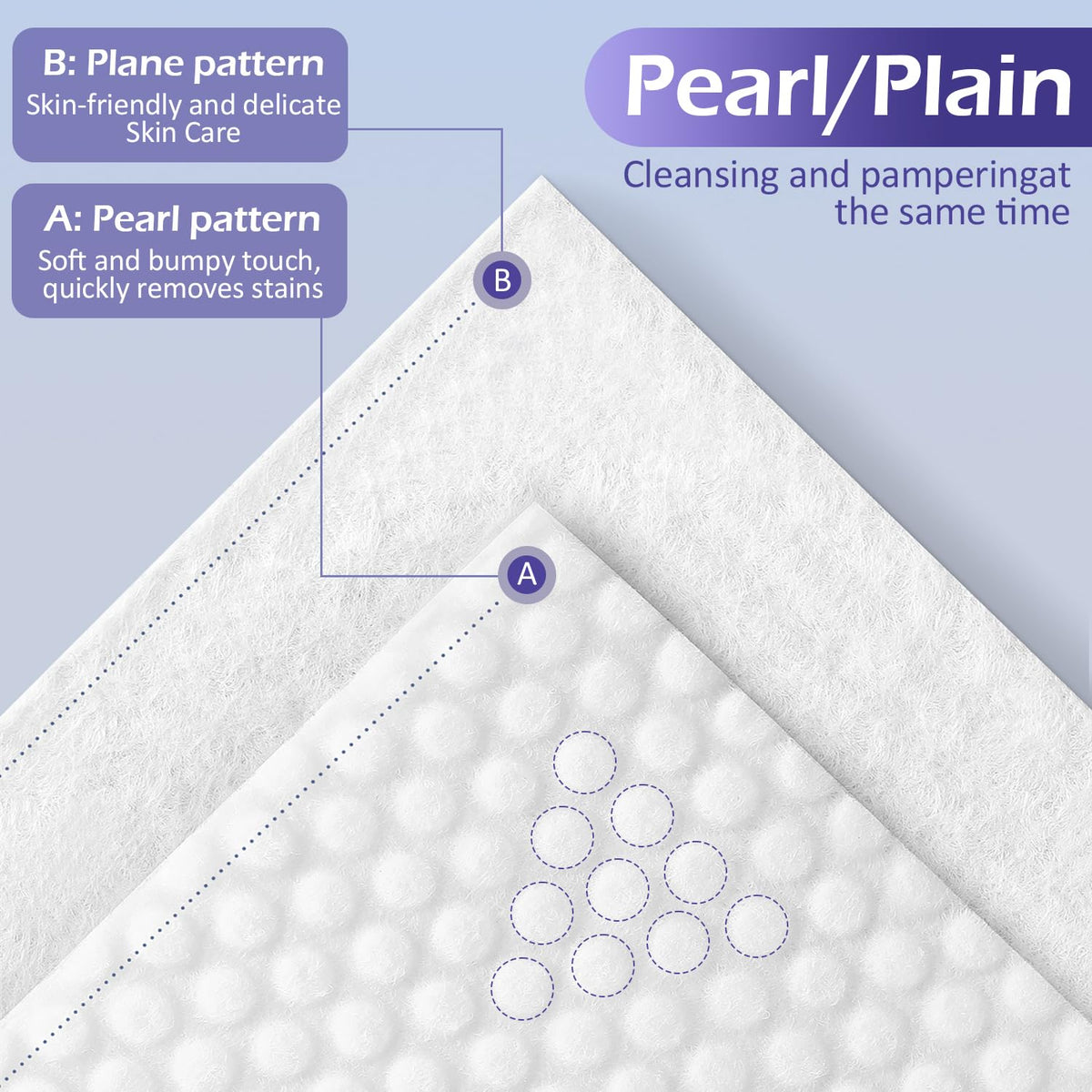 cokoness close-up of cotton texture showing smooth and pearl sides for dual-action cleansing