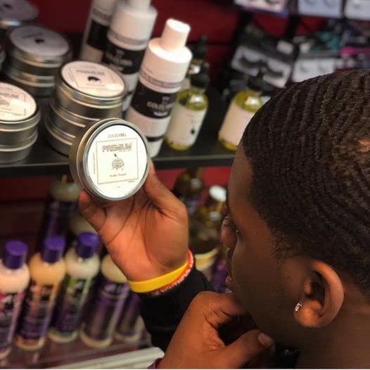 COLDLABEL open jar texture close-up showing creamy pomade for easy styling