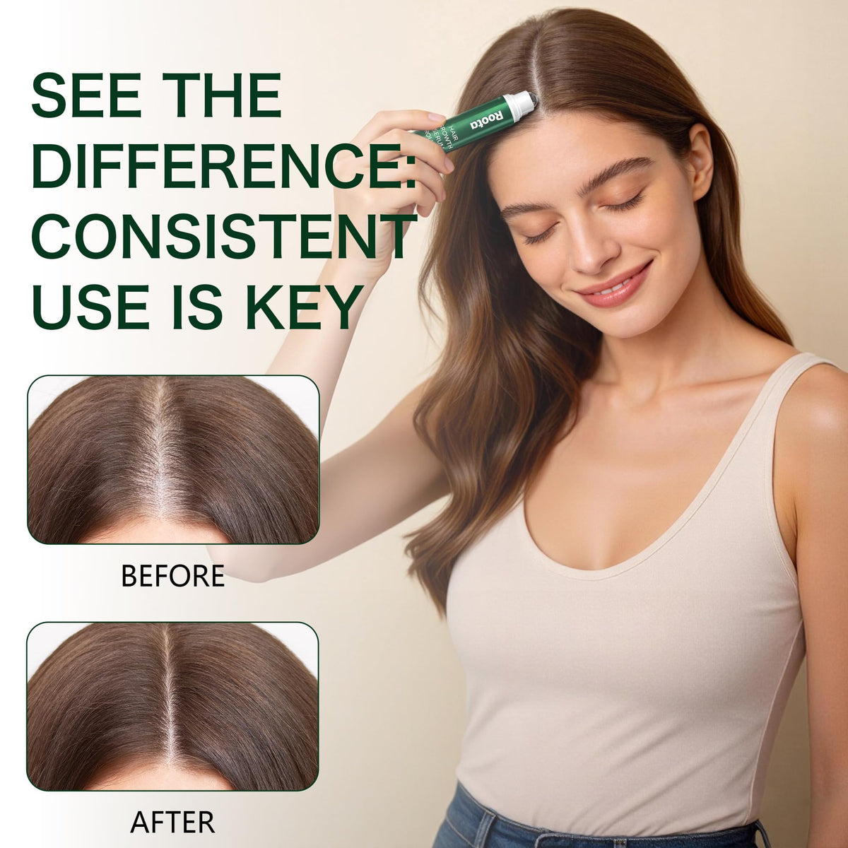 CollaBond Virexa in use on scalp illustrating targeted root application for fuller appearance