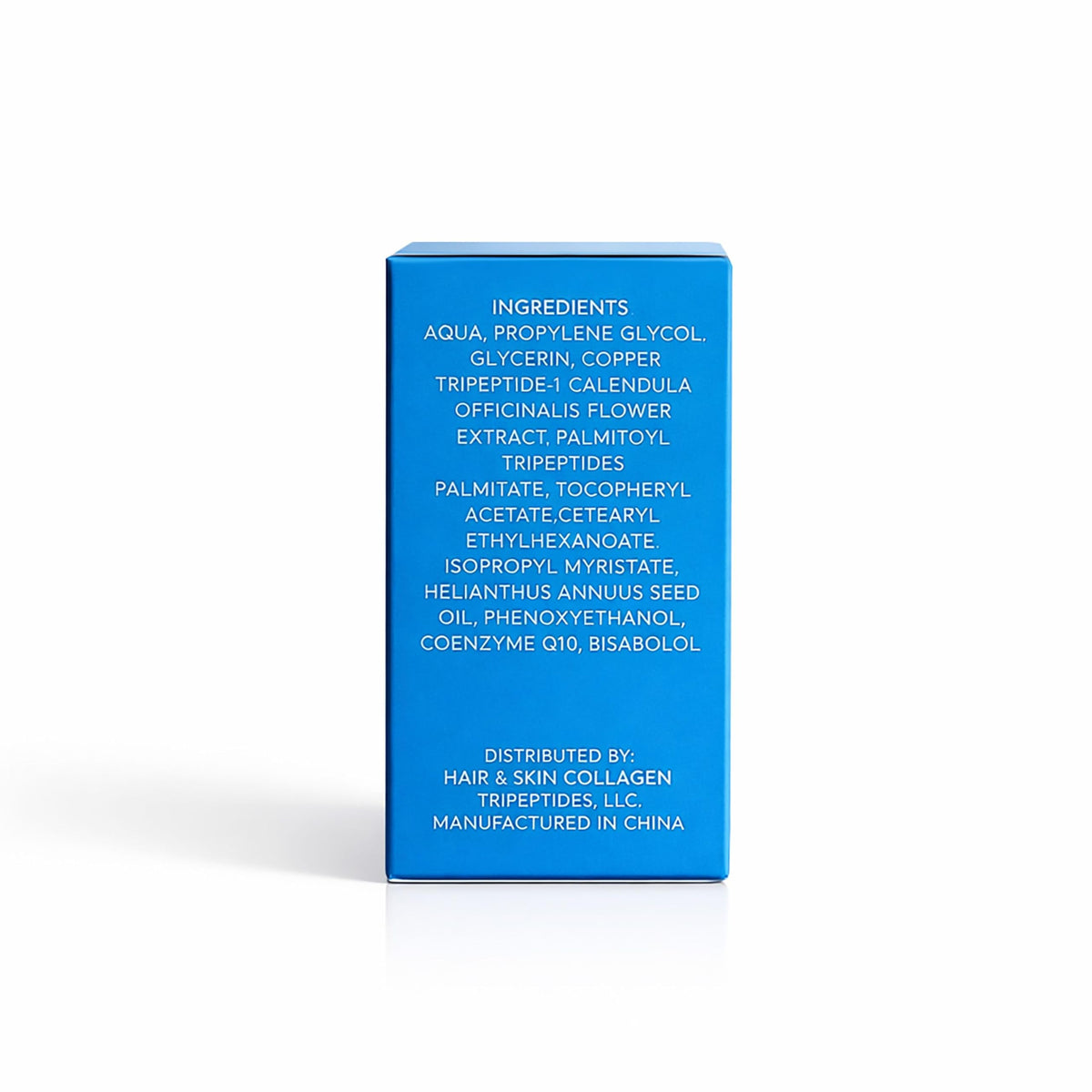 Collagen Tripeptides ingredient label detail highlighting GHK-Cu and CoQ10 benefits