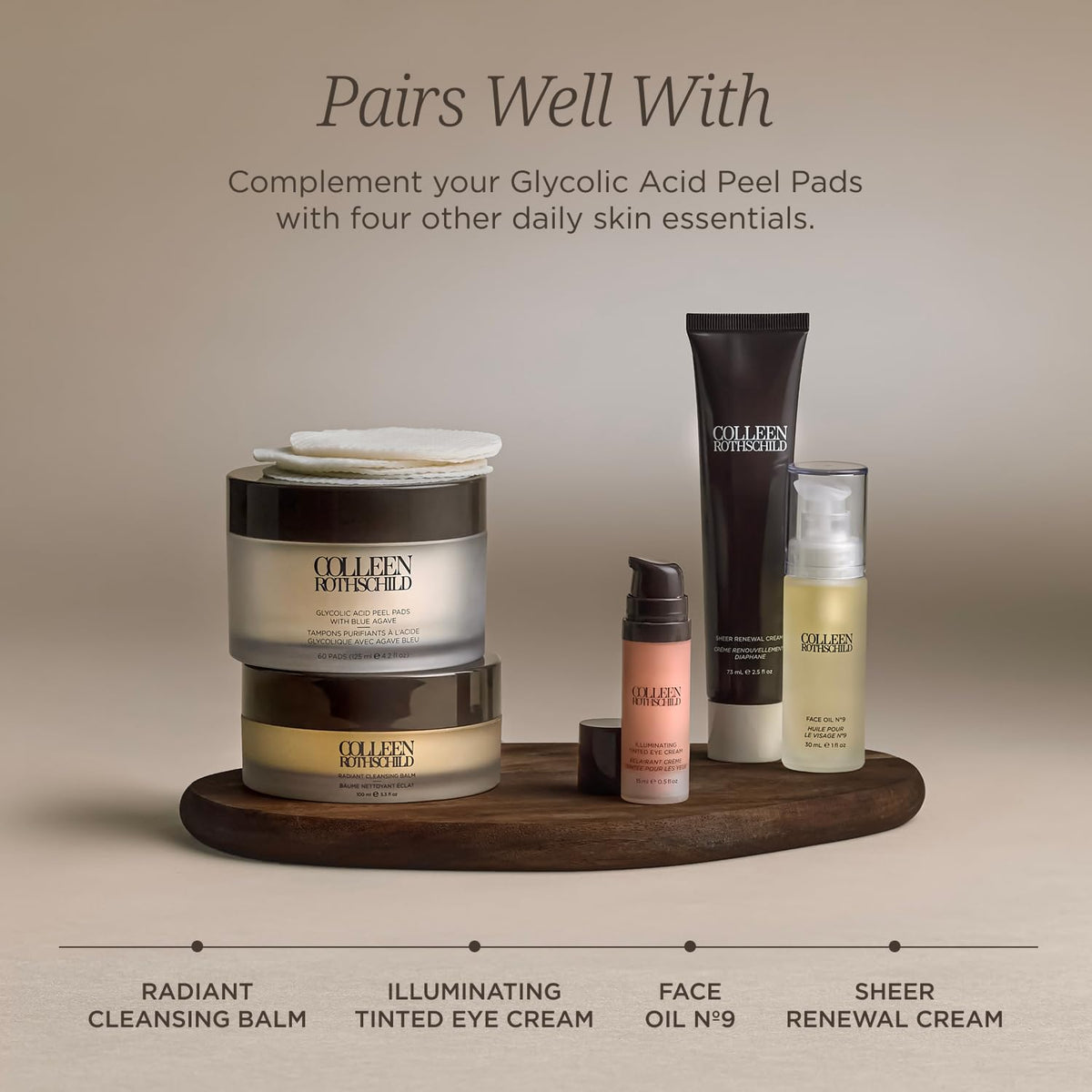 Colleen Rothschild ingredient label focusing on AHAs and soothing extracts