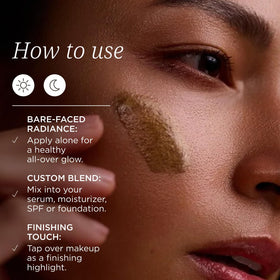 Colleen Rothschild product in hand demonstrating blendable glow and hydration