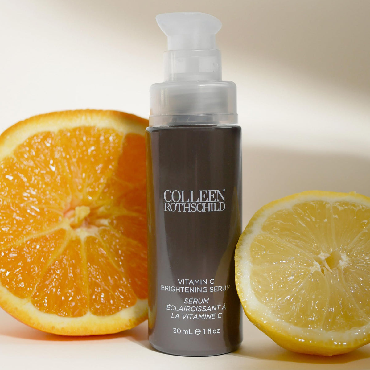Colleen Rothschild bottle staged with moisturizer and SPF to show routine use