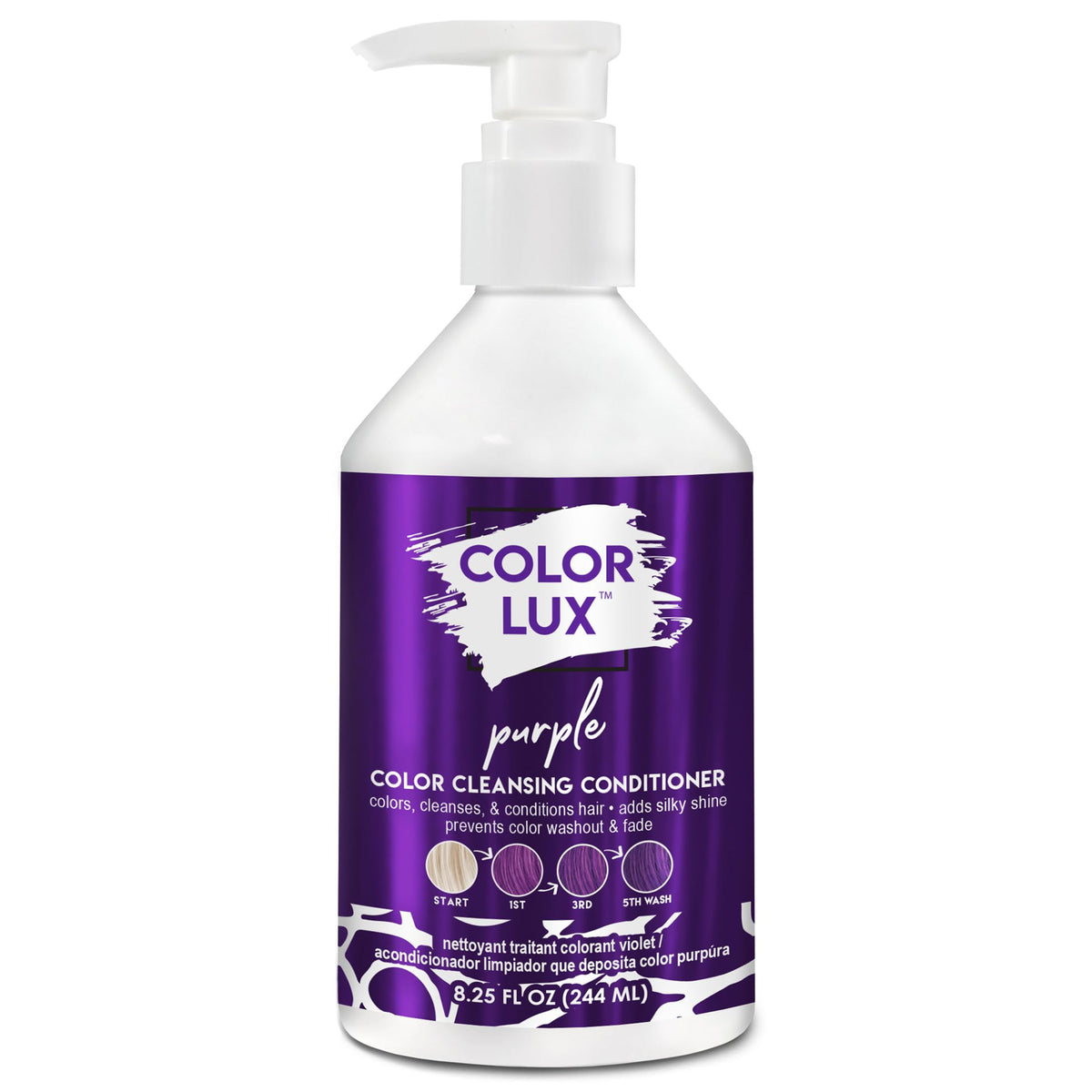Color Lux front packaging showing purple bottle and clear benefits