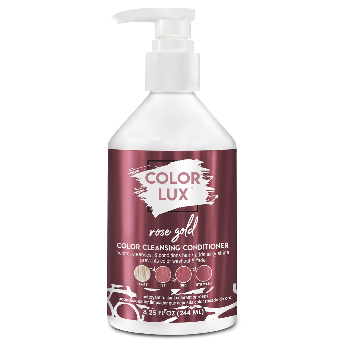 Color Lux front bottle showing Rose Gold shade and benefit of 3-in-1 convenience