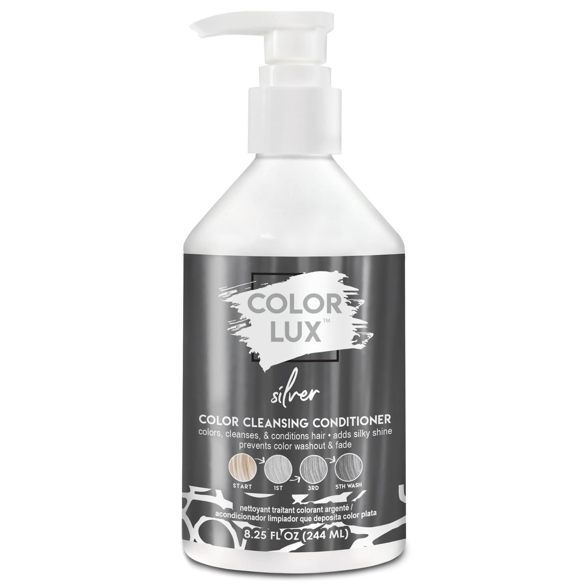 Color Lux front packaging showing bottle and silver shade benefit shine