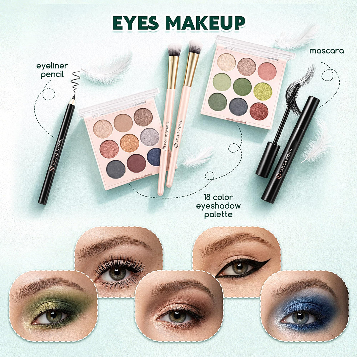 Color Nymph brushes detail showing soft bristles for precise application