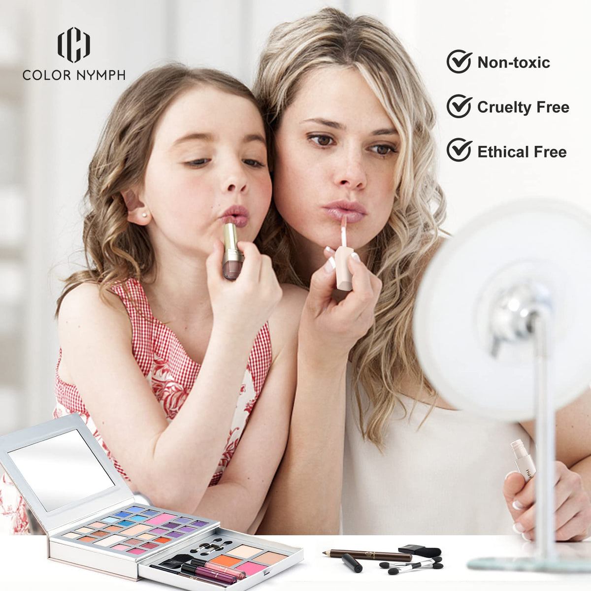 Color Nymph built-in mirror for quick touch-ups on the go