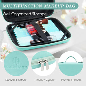 Color Nymph mint handbag opened with organized storage for portability