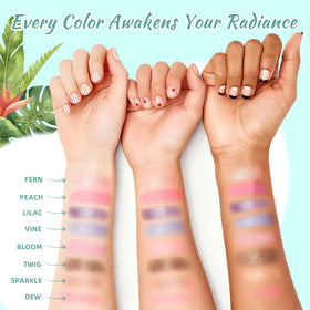 Color Nymph swatches on skin showing shade payoff and buildable pigment